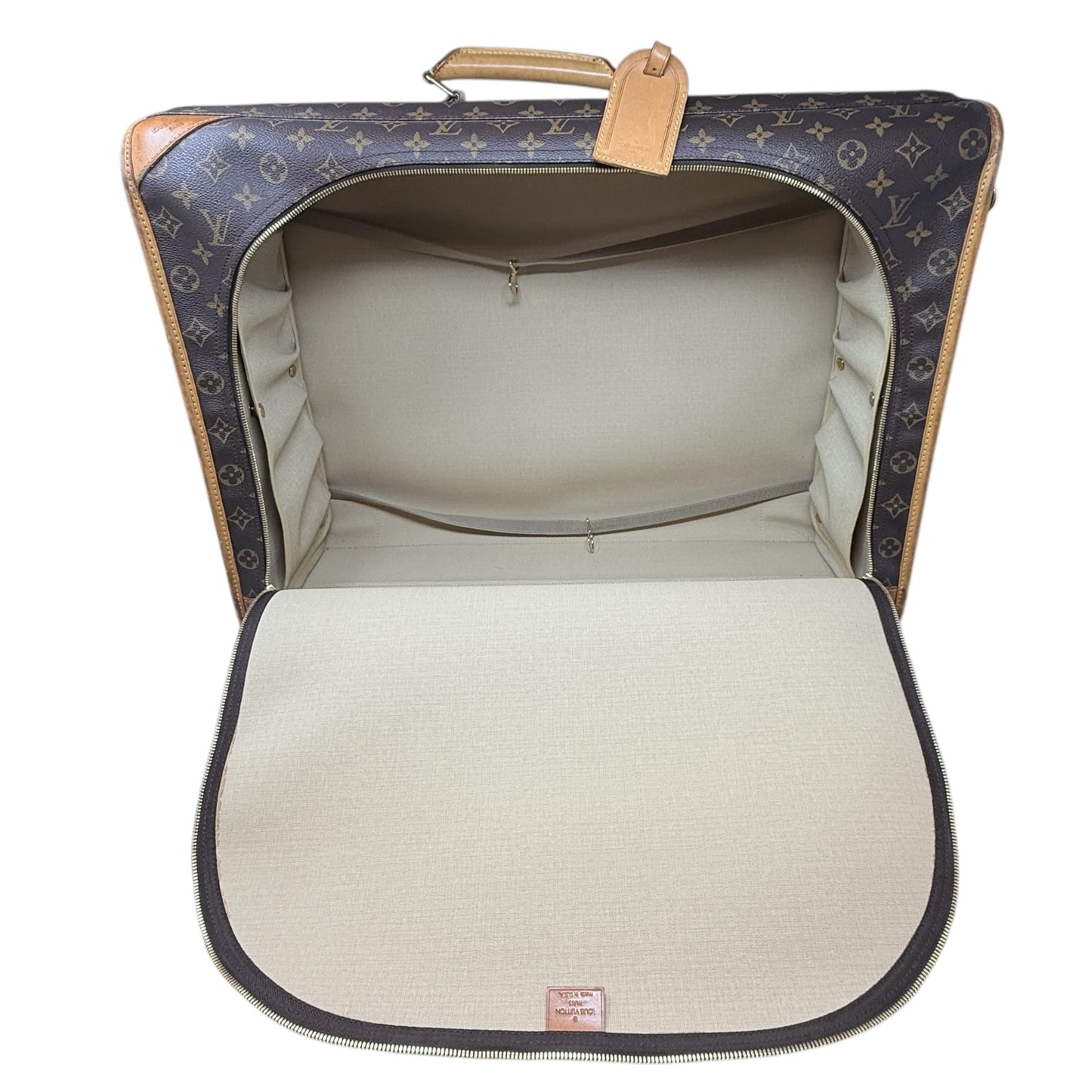 Vintage 2000 Pullman 60 Monogram Canvas & Vachetta Leather Suitcase Luxury Designer By Louis Vuitton, Size: Large