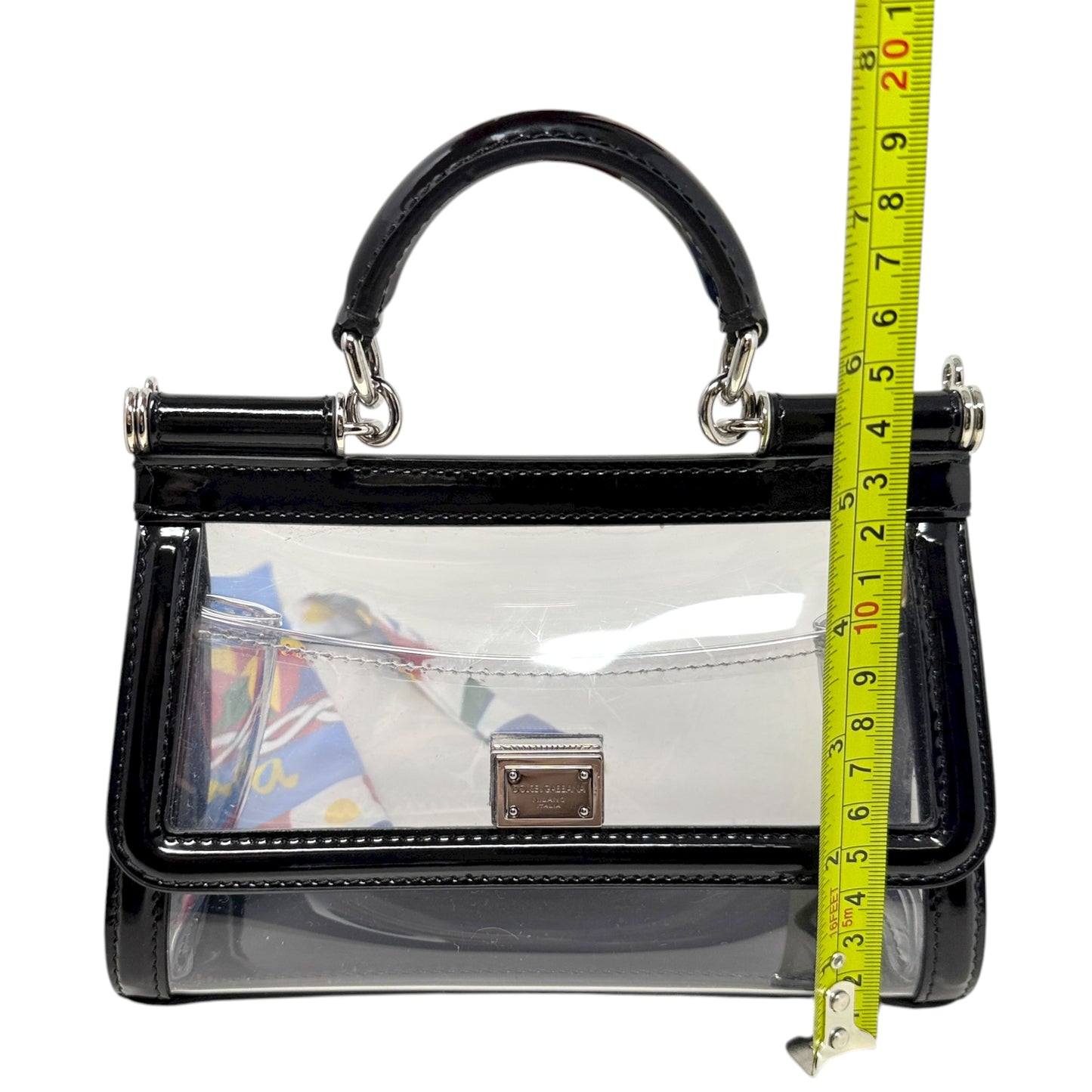 Sicily Small Transparent Top Handle Bag Luxury Designer By Dolce And Gabbana, Size: Small