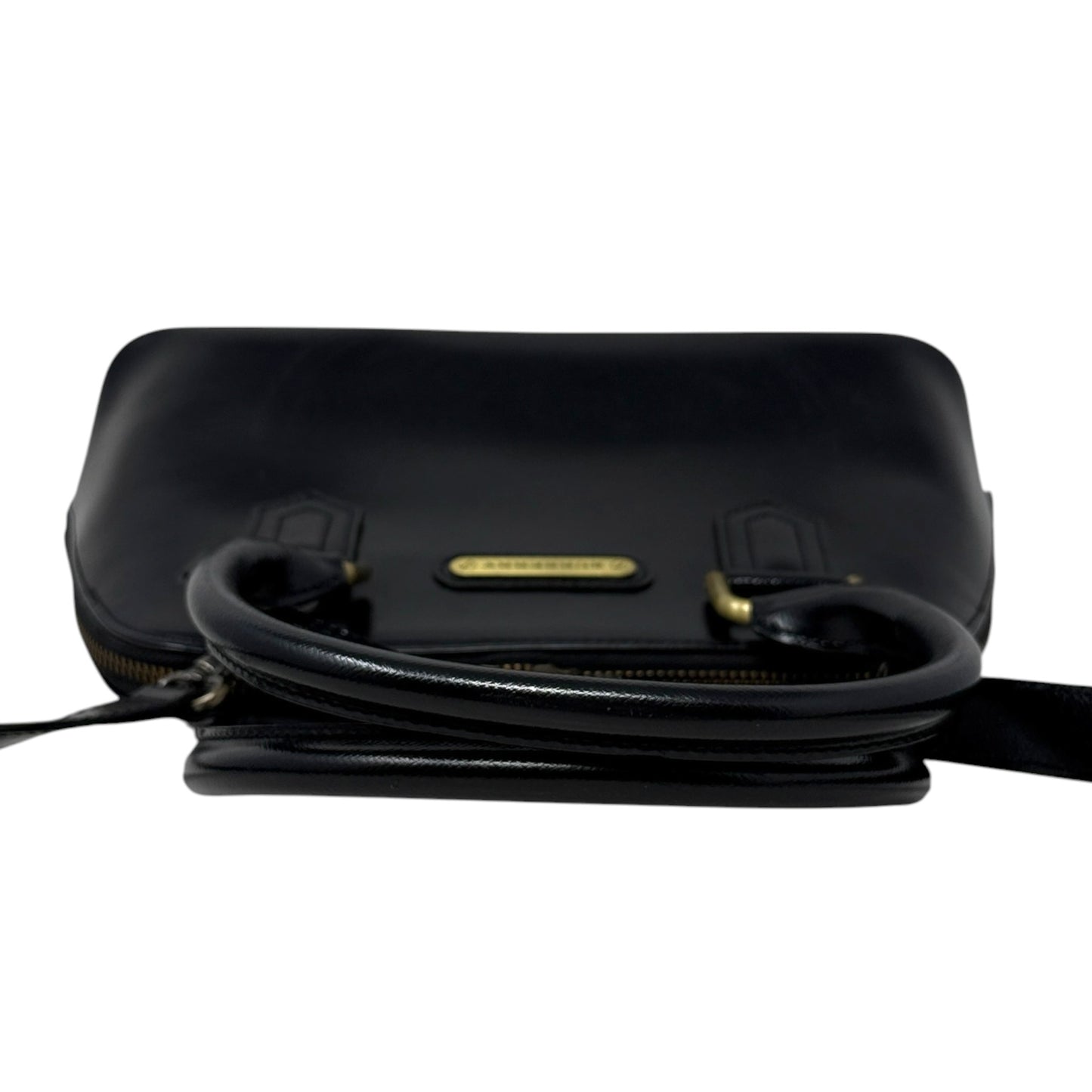 Vintage Saffiano Leather Dome Satchel Luxury Designer By Burberry, Size: Small