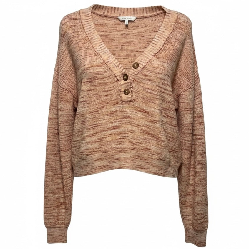 Mercury Heathered Henley Sweater By Free People In Orange, Size: S