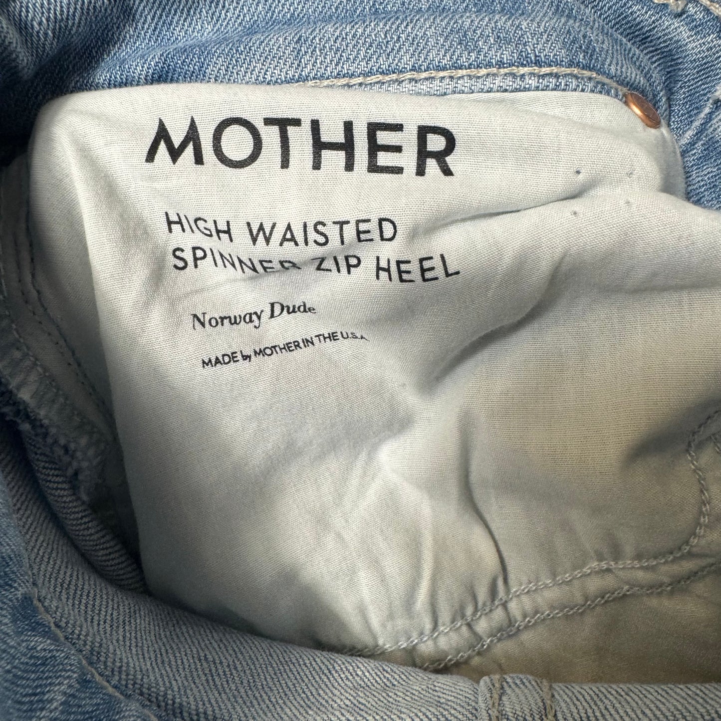 High Waisted Spinner Zip Heel Jeans By Mother In Norway Dude, Size: 0