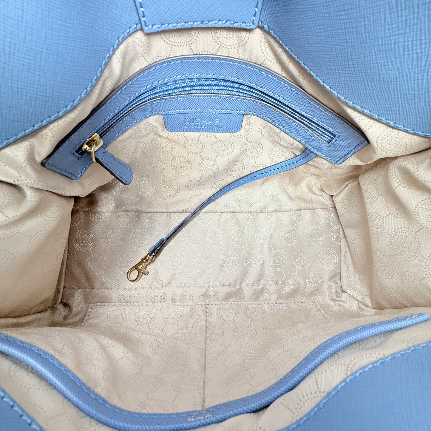 Hamilton EW Saffiano Leather Satchel In Cornflower Designer By Michael Kors, Size: Medium