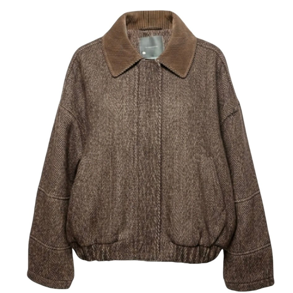 Herringbone Cord Bomber Jacket, By Anthropologie In Brown, Size: 10