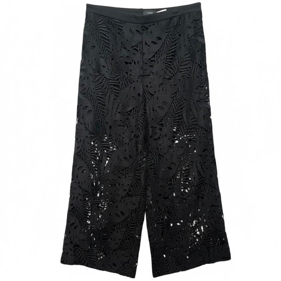 High Waisted Lace Wide Leg Ankle Pants By Express In Black, Size: 6