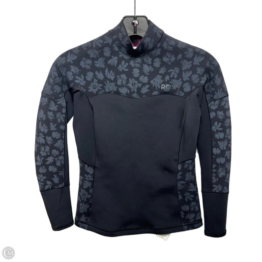 1.0 SWELL SERIES JKT QLOCK Athletic Top Long Sleeve Collar By Roxy In Black & Grey, Size: 8