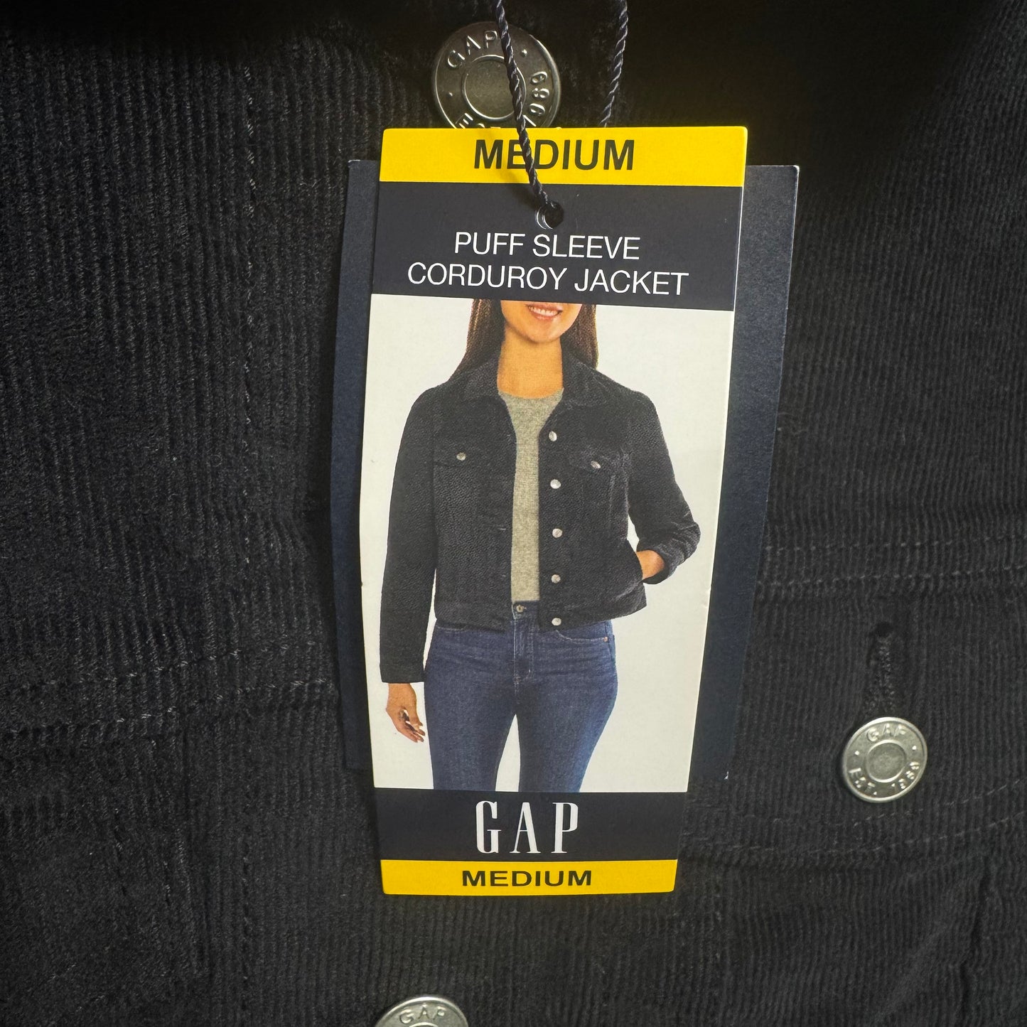 Puff Sleeve Corduroy Jacket By Gap In Black, Size: M
