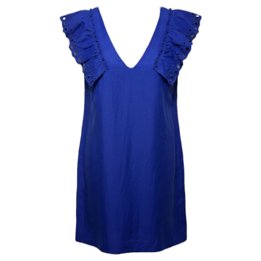 Collection Ruffle-Shoulder Linen Blend Sheath Dress 
Dress By J. Crew In Byzantine Blue, Size: 6