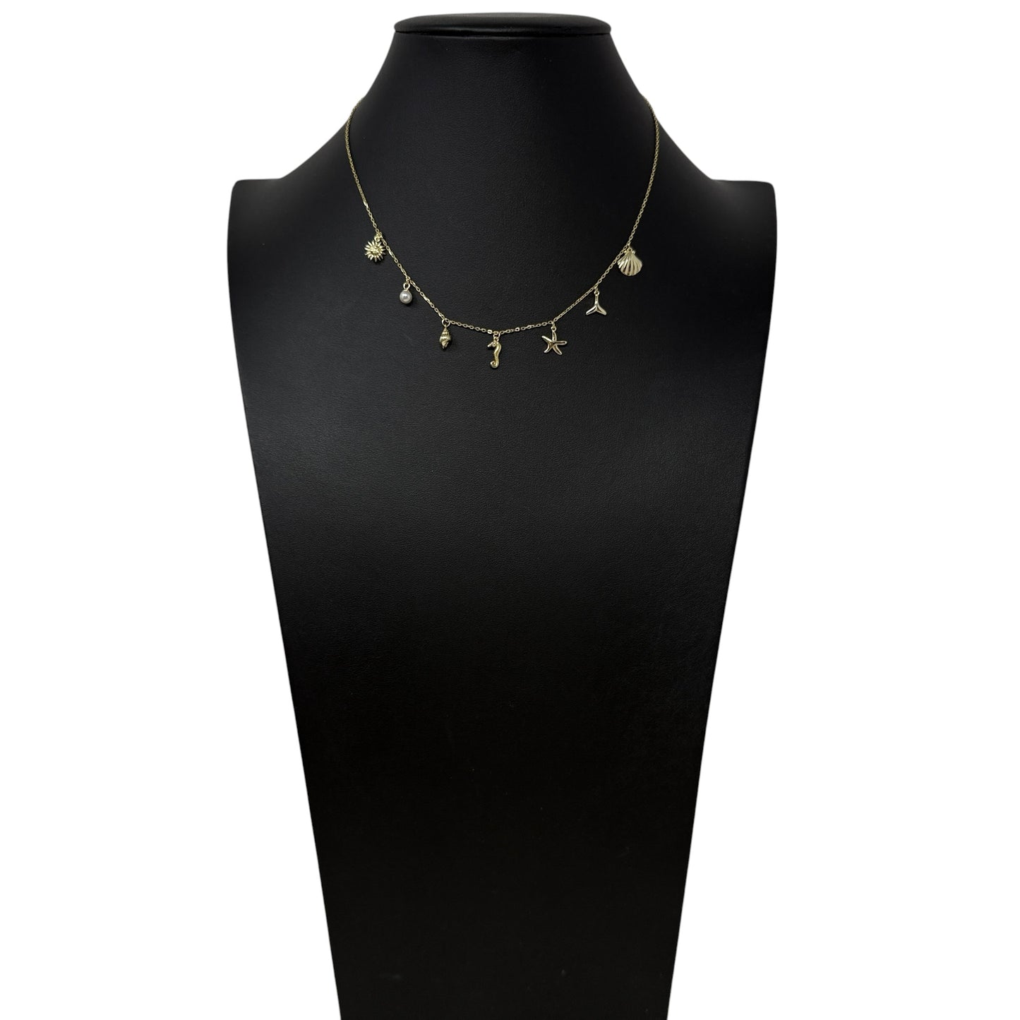 Gold Over Sterling Silver Sea Life Delicate Chain Charm Necklace