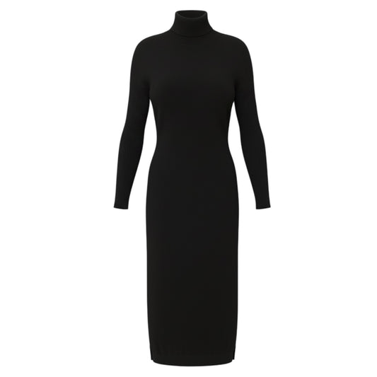 Signature Cashmere Turtleneck Dress with Slits By Naadam In Black, Size: XS