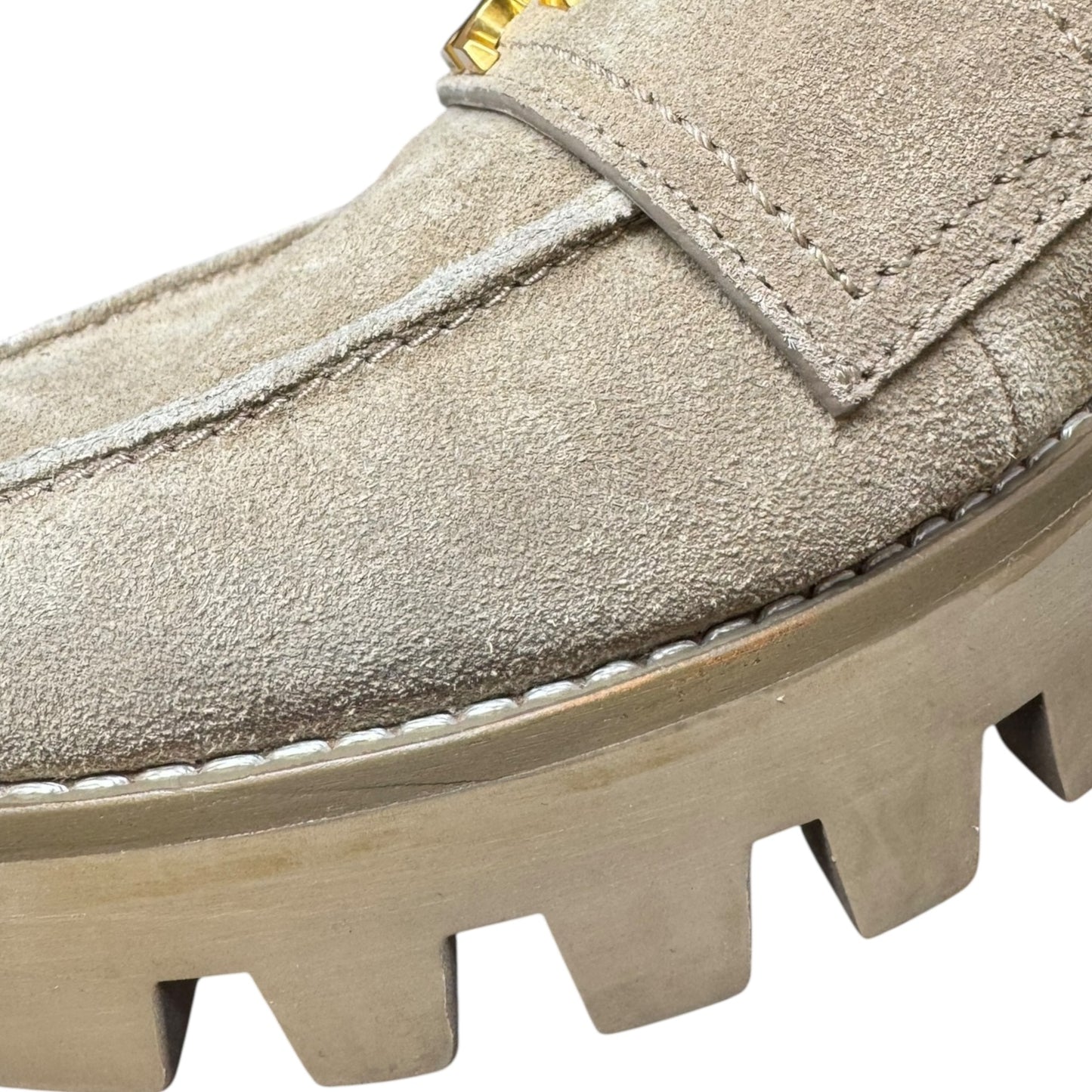 Everly Suede Logo Loafers Shoes Designer By Tory Burch In Taupe, Size: 9