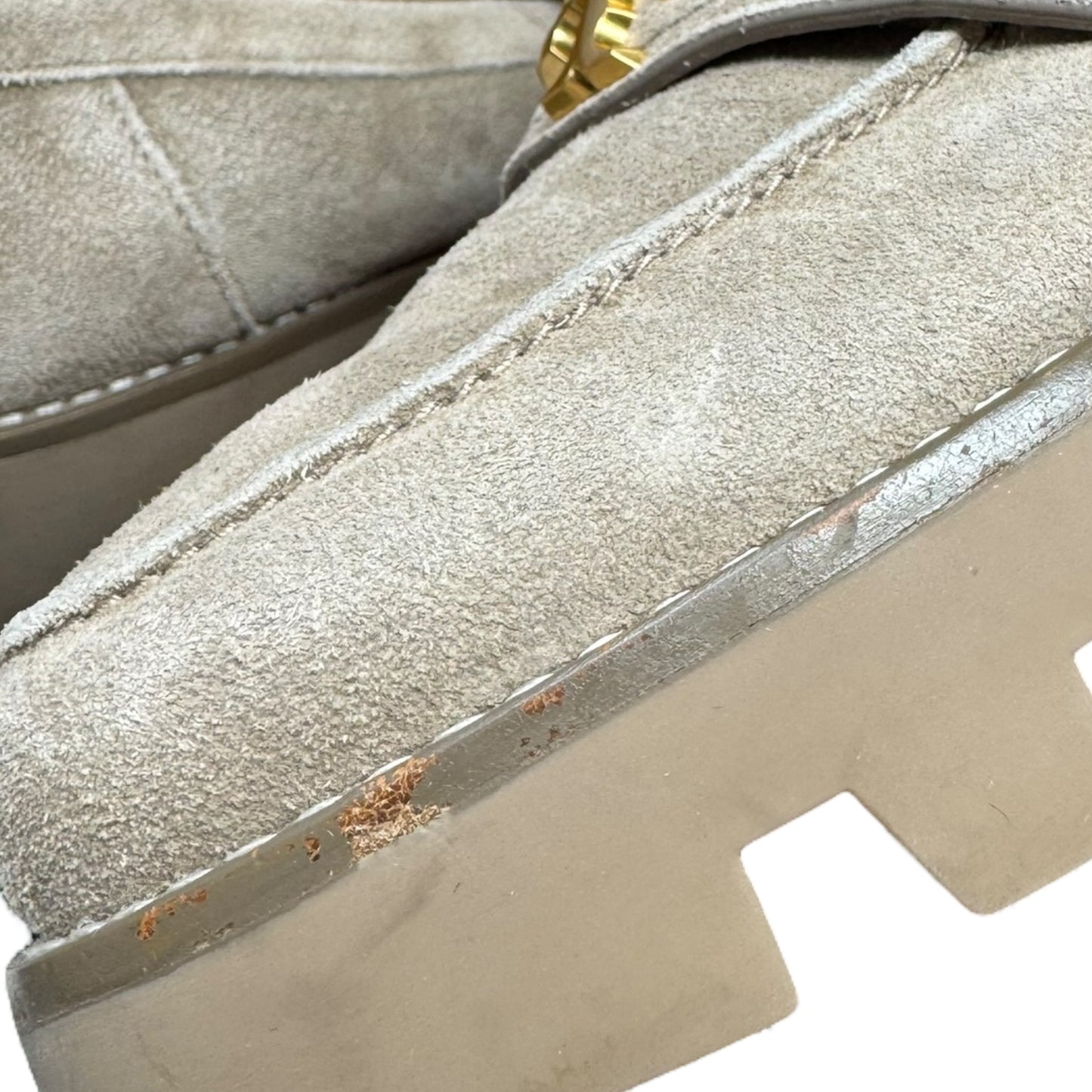 Everly Suede Logo Loafers Shoes Designer By Tory Burch In Taupe, Size: 9