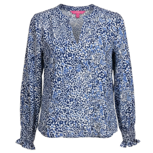 Coulter Long Sleeve Cotton Top Designer By Lilly Pulitzer In Resort White Twisted Up, Size: S