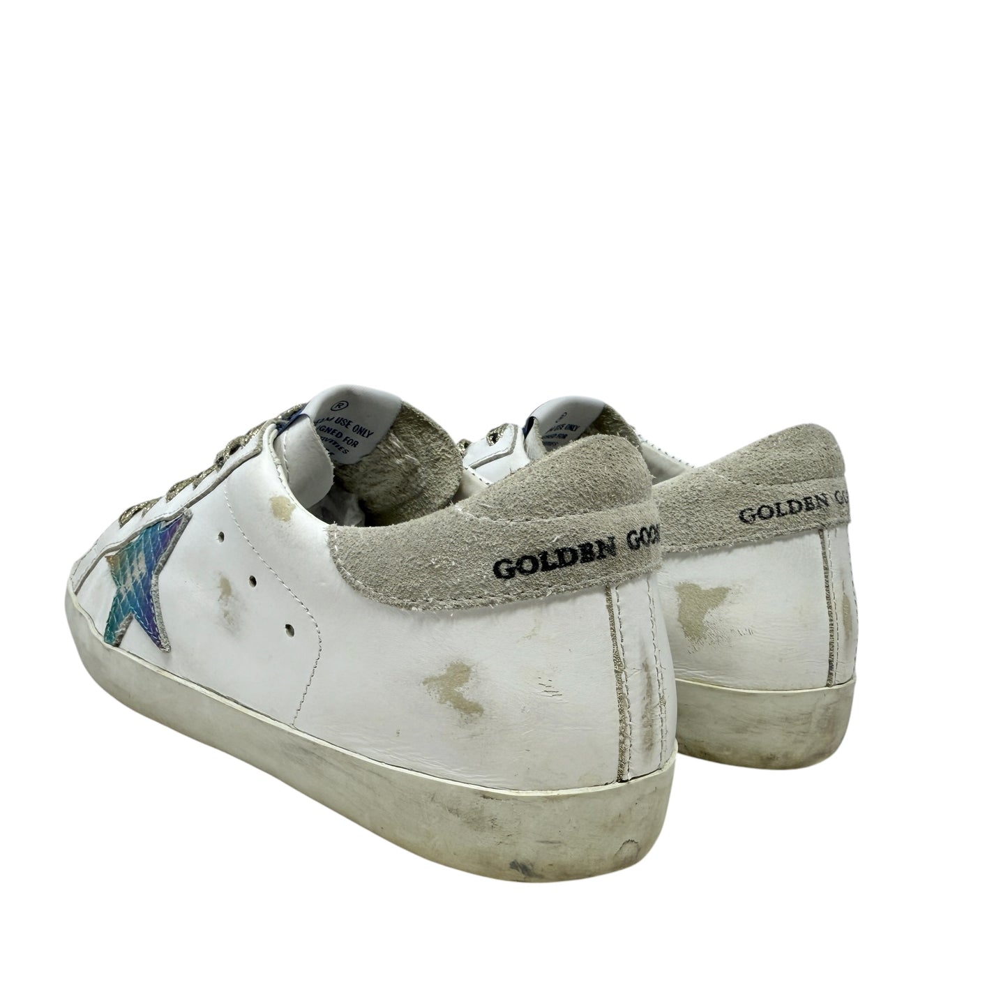Superstar Sneakers In White Leather Rainbow Luxury Designer By Golden Goose In White, Size: 7 (37)