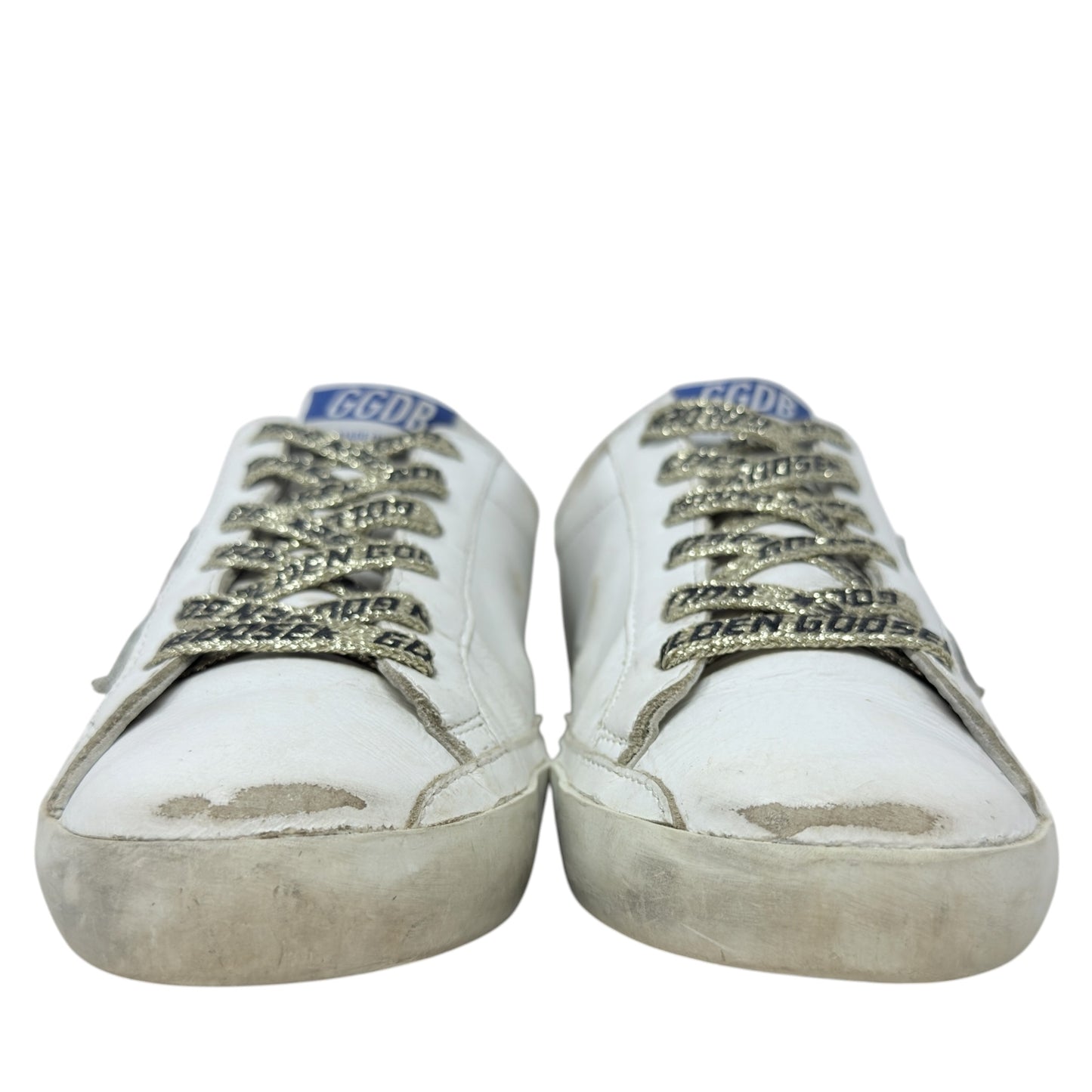 Superstar Sneakers In White Leather Rainbow Luxury Designer By Golden Goose In White, Size: 7 (37)