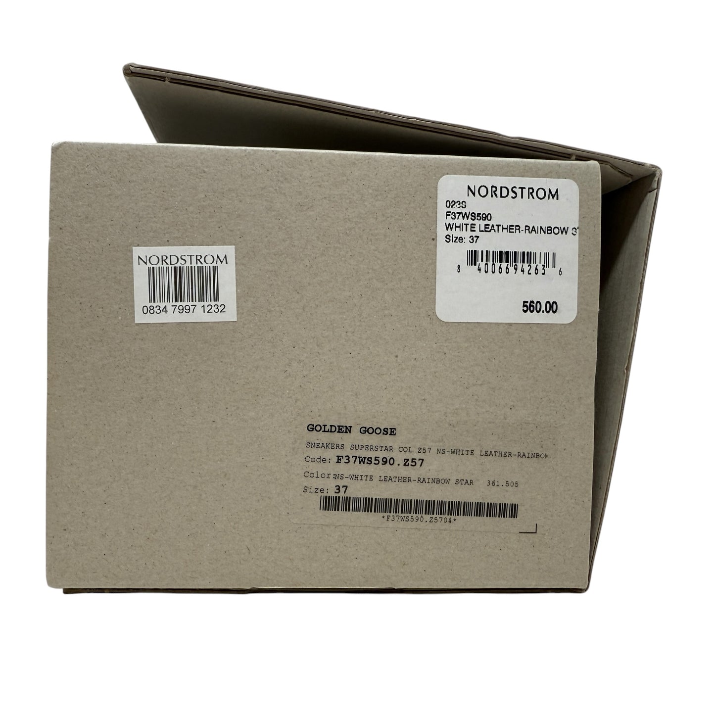 Superstar Sneakers In White Leather Rainbow Luxury Designer By Golden Goose In White, Size: 7 (37)