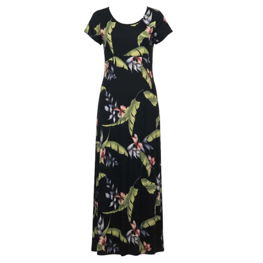 Vintage Silk Dress Casual Maxi By Tommy Bahama In Tropical Print, Size: 8
