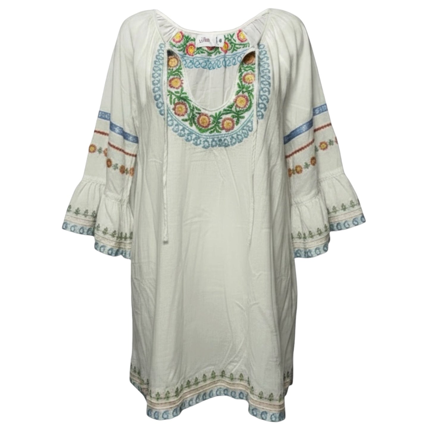 Embroidered Tunic 3/4 Sleeve By Lilka X Anthropologie In Floral Print, Size: M