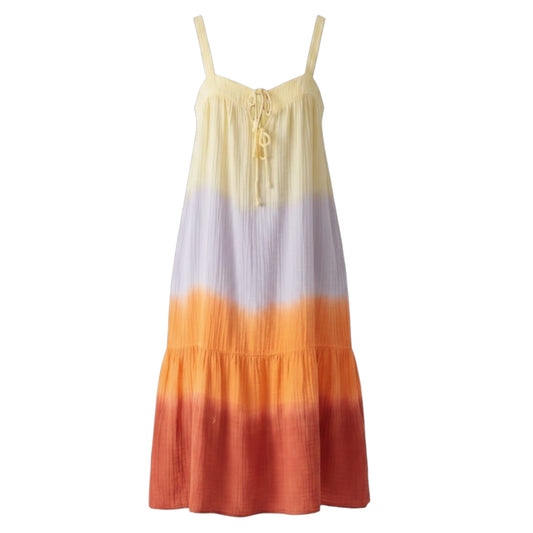 Addison Sleeveless Tiered Midi Dress By Electric & Rose X Anthropologie In Ombre Sunset, Size: L