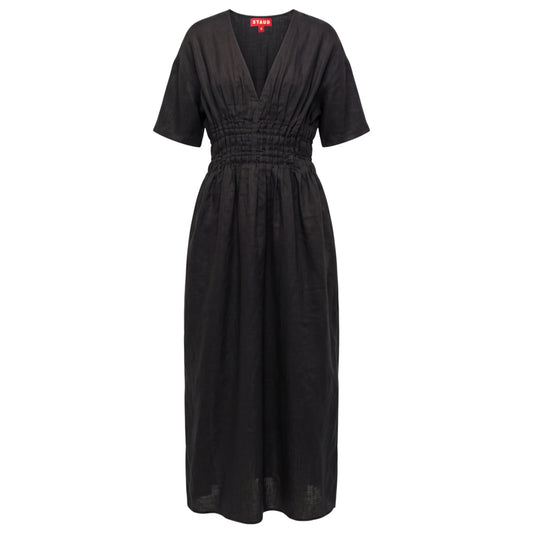 Lauretta Linen Dress Designer By Staud In Black, Size: M