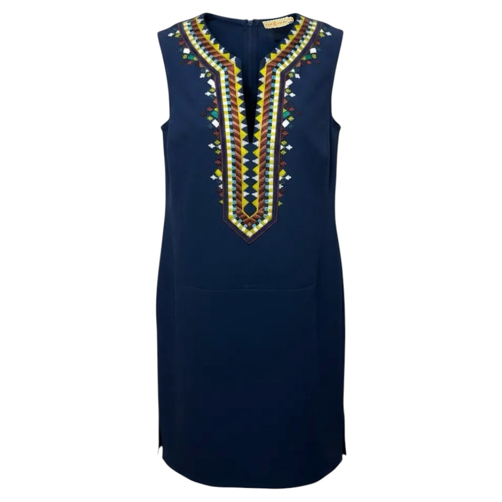 Embroidered Sophia Shift Dress Designer By Tory Burch In Navy, Size: 0
