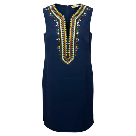Embroidered Sophia Shift Dress Designer By Tory Burch In Navy, Size: 0