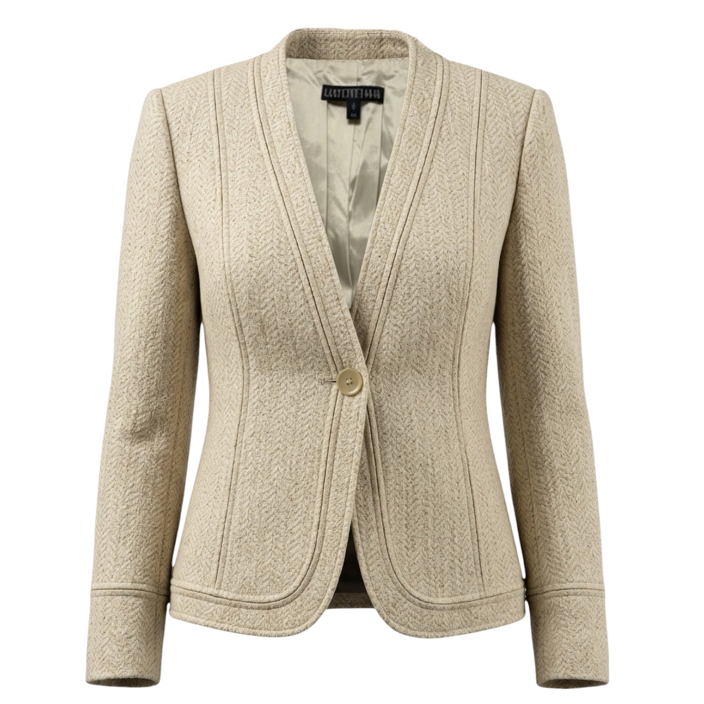 Textured One Button Blazer Designer By Lafayette 148 In Cream, Size: 8