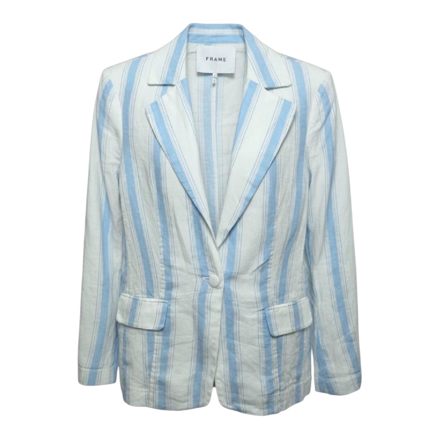 Classic Stripe Linen Blazer By Frame In Striped Pattern, Size: 4