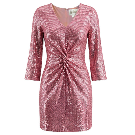 Estrella Sequin Dress Designer By Lilly Pulitzer In Conch Shell Pink Treasure Box Sequin, Size: 12
