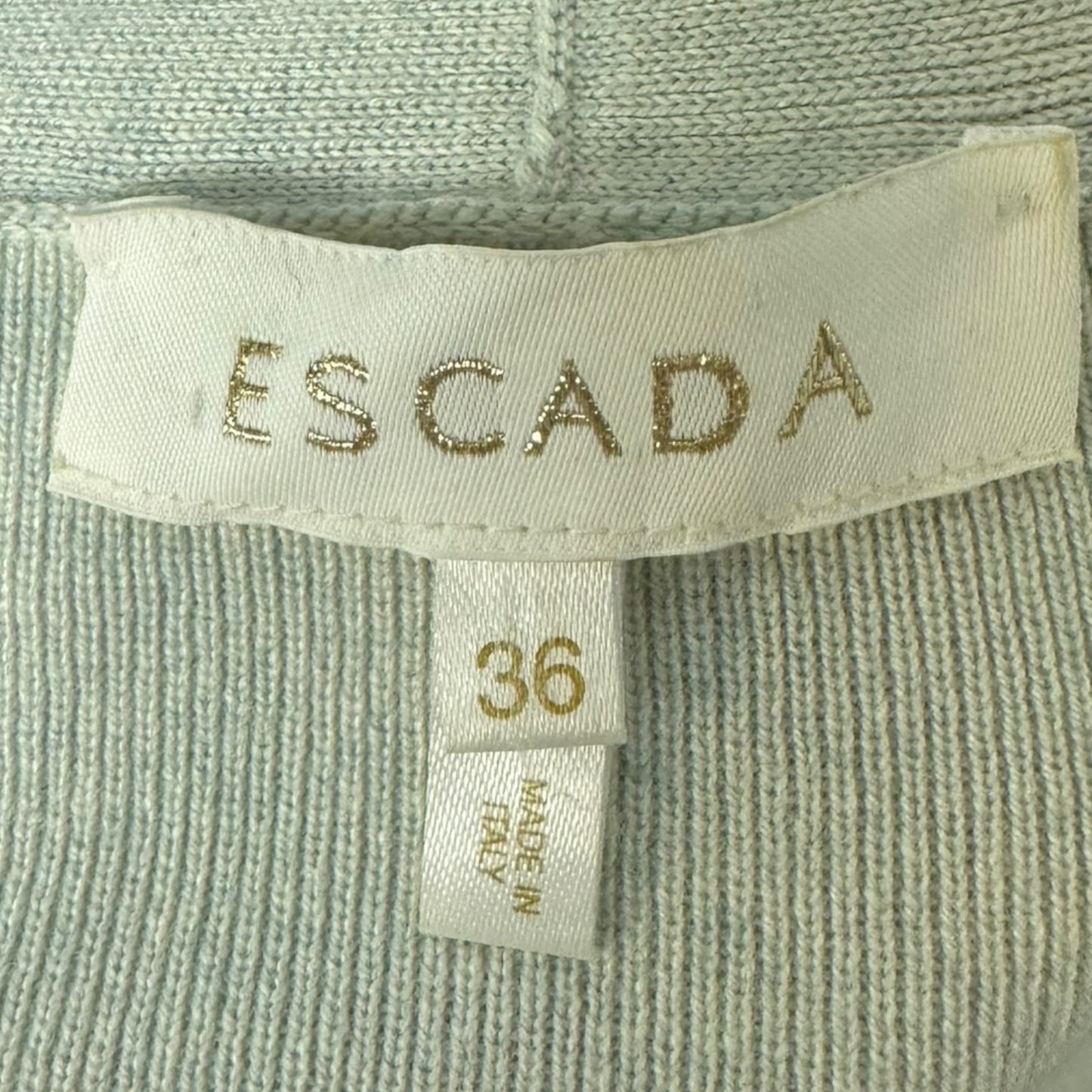 Belted Cardigan Sweater Designer By Escada In Aqua, Size: S