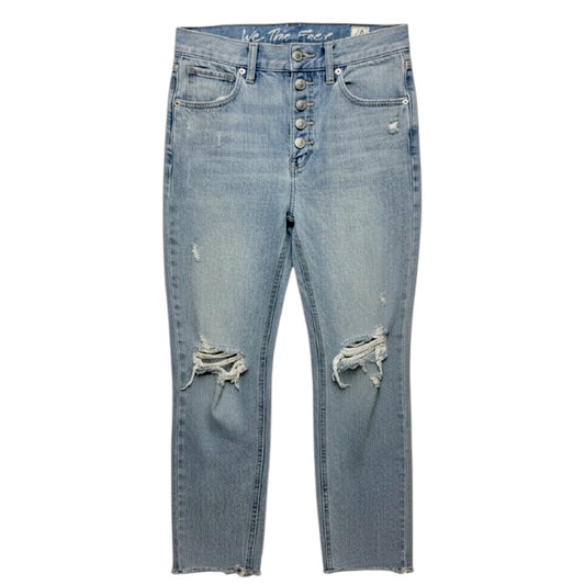Button Fly Distressed Jeans Boyfriend By We The Free In Blue Denim, Size: 2