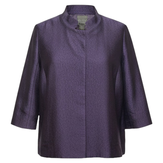 Silk Blazer By Eileen Fisher In Purple, Size: L