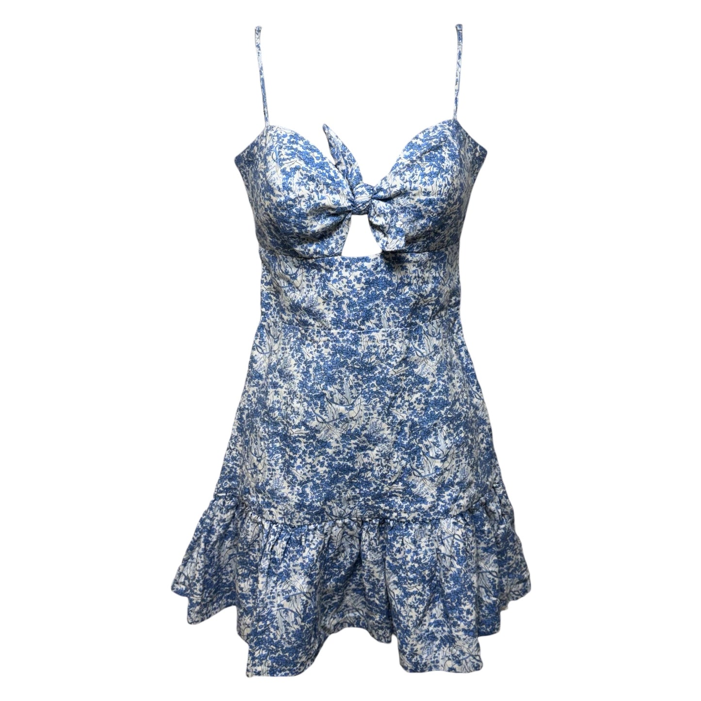 Dorian Ditsy Floral Linen Mini Dress By Karina Grimaldi In Blue & White, Size: XS