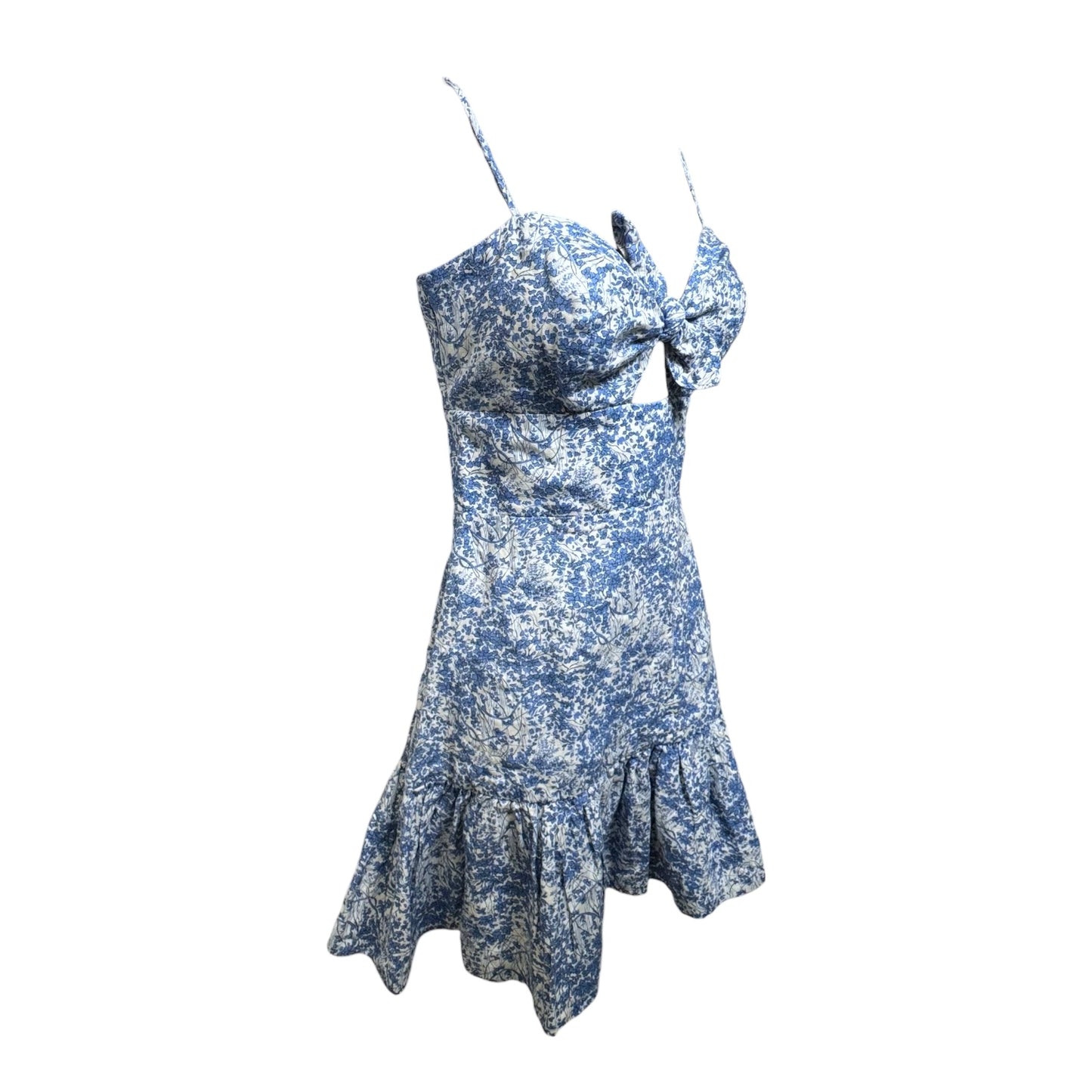 Dorian Ditsy Floral Linen Mini Dress By Karina Grimaldi In Blue & White, Size: XS