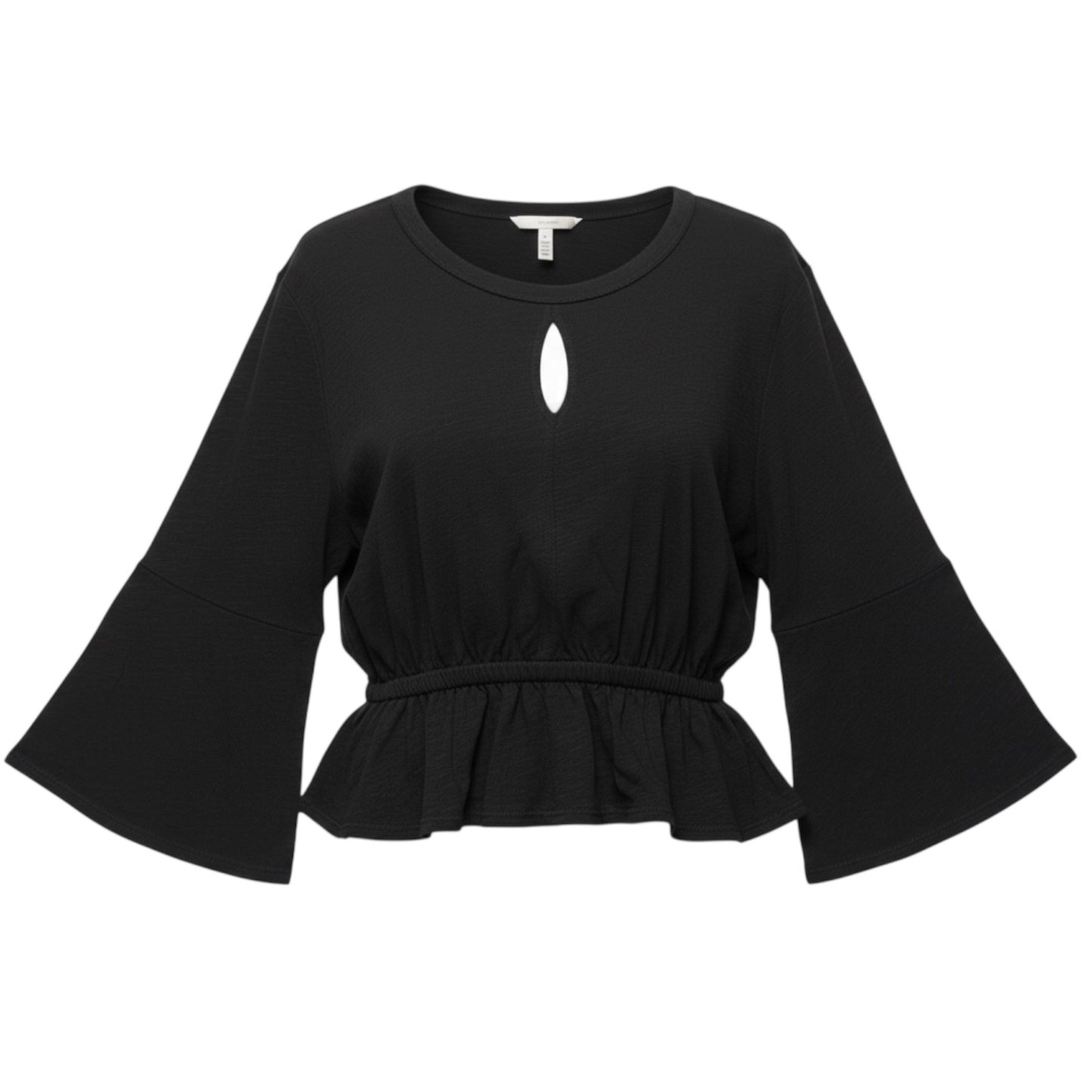 Peplum Keyhole Top Long Sleeve By Wilt In Black, Size: M