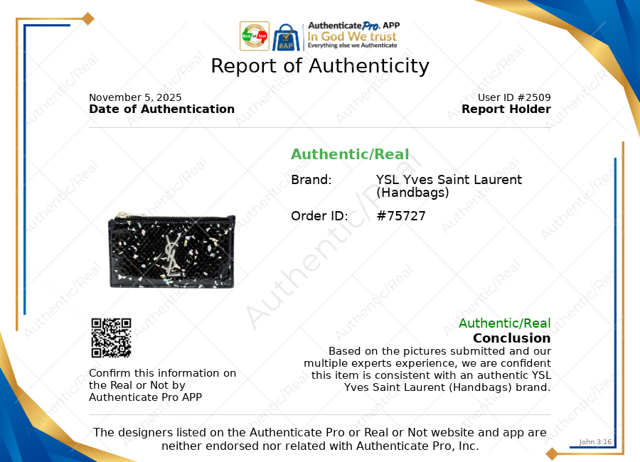 Fragments Glitter Python Card Case In Black Luxury Designer By Yves Saint Laurent, Size: Small