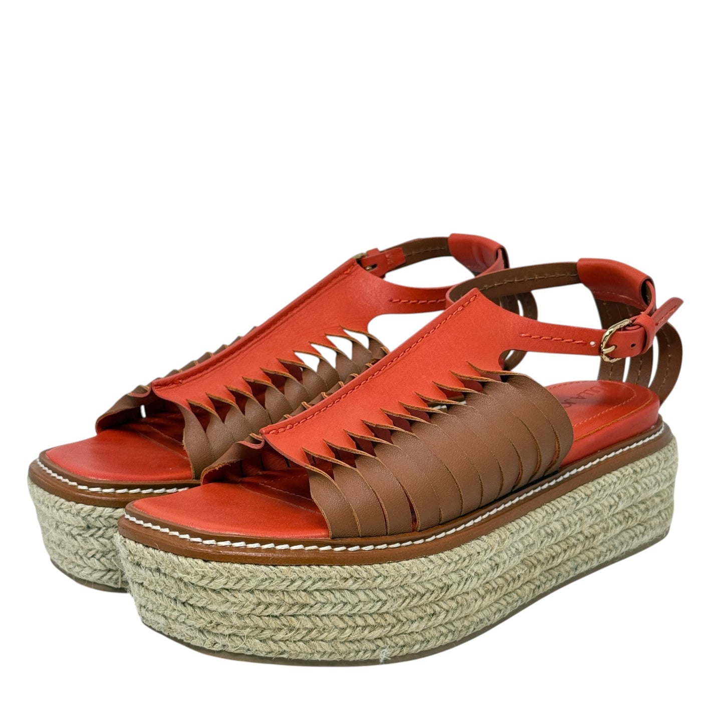 Valencia Twisted Contrast Flatforms By Ulla Johnson In Orange, Size: 8.5 (39)