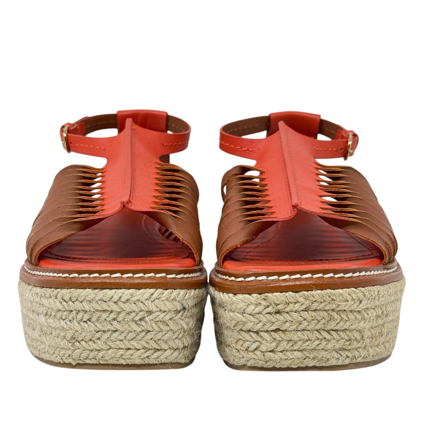 Valencia Twisted Contrast Flatforms By Ulla Johnson In Orange, Size: 8.5 (39)