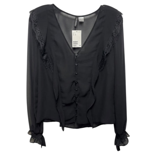Sheer Top Long Sleeve By H&m In Black, Size: 6