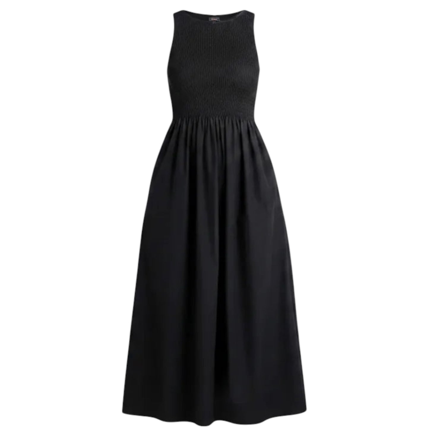 100% Organic Cotton Poplin Boat Neck Maxi Dress By Quince In Black, Size: L