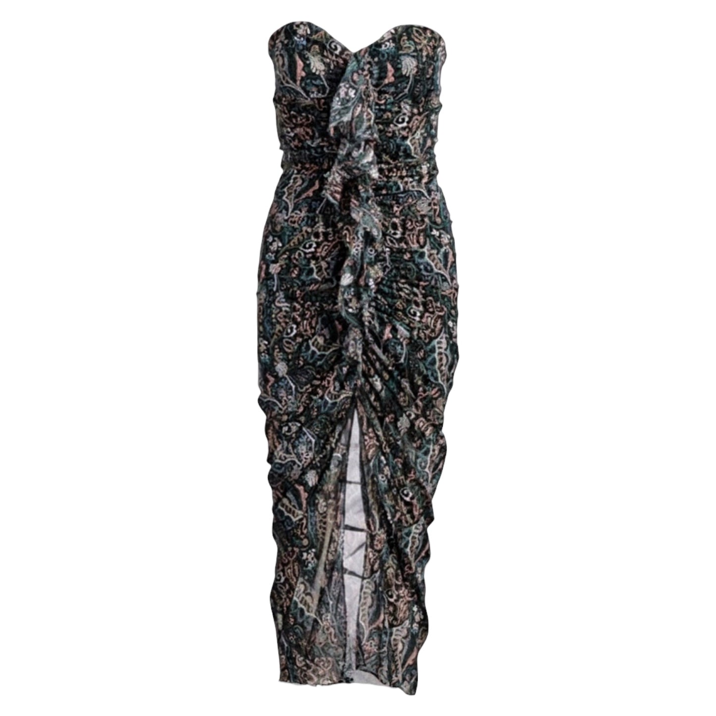 Peyton Strapless Ruched Silk Dress By Veronica Beard In Paisley Print, Size: 2