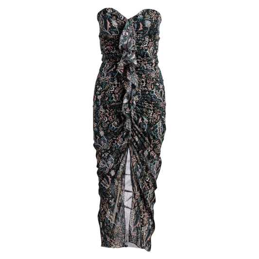 Peyton Strapless Ruched Silk Dress By Veronica Beard In Paisley Print, Size: 2