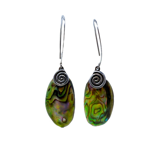 Thai Sterling Silver & Abalone Drop Earrings By CFJ