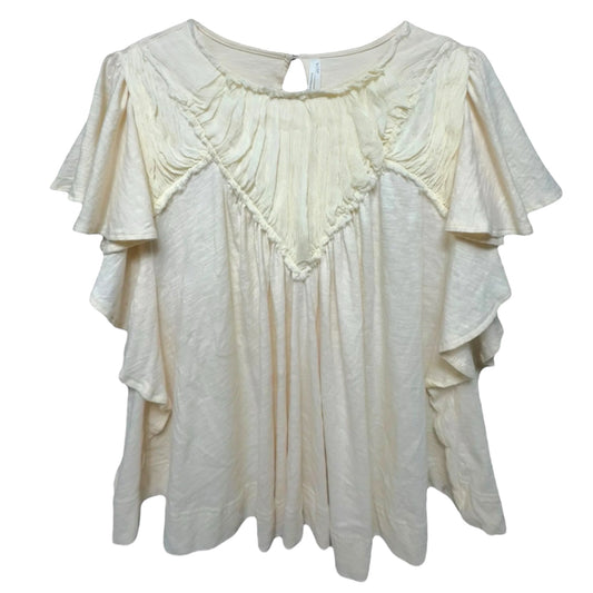 Flutter-Sleeve Swing Tee By Anthropologie In Cream, Size: S