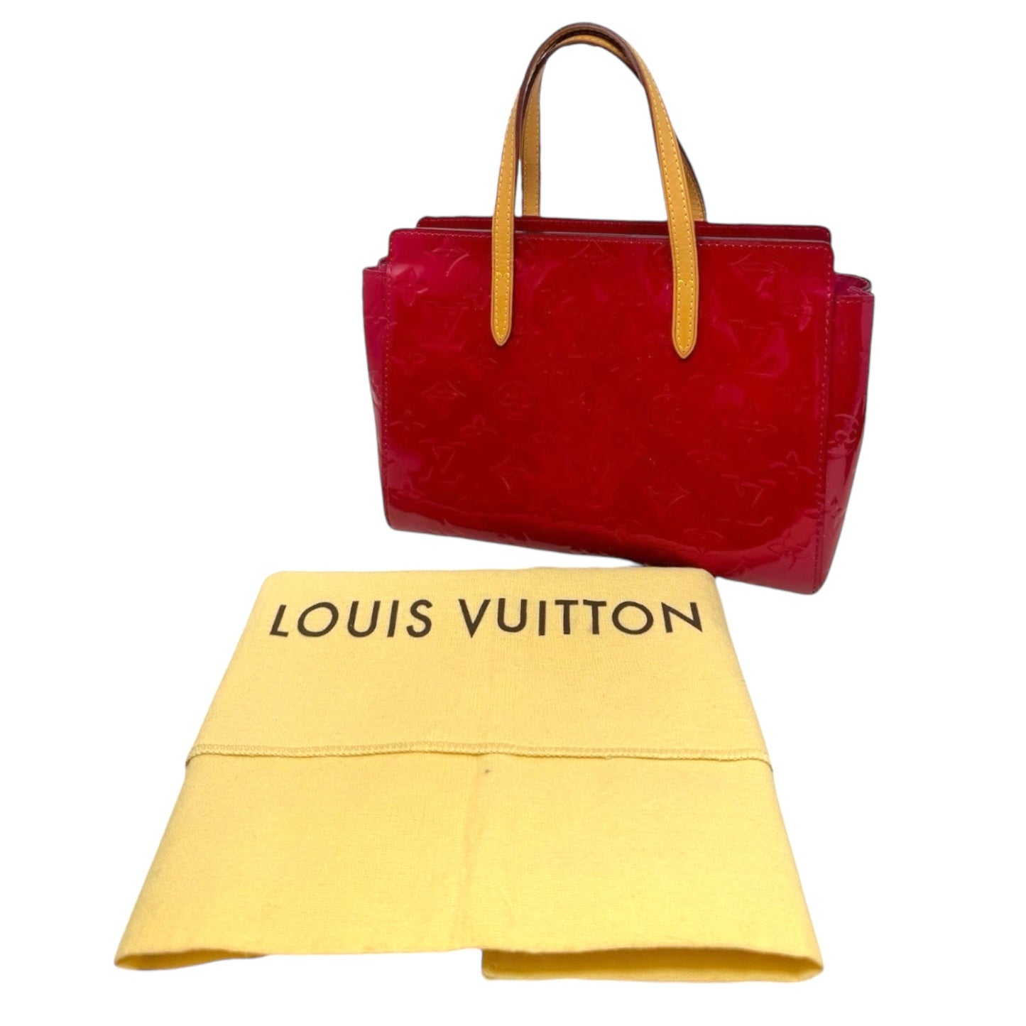 Vernis Catalina Tote Luxury Designer By Louis Vuitton In Indien Rose Embossed Patent Leather, Size: Small