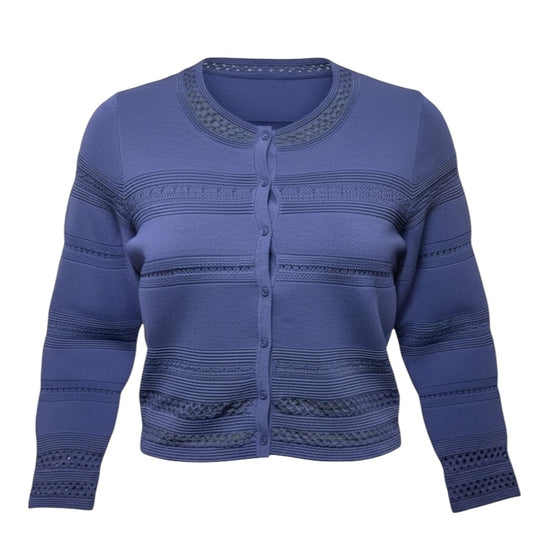 Eglantine Eyelet Cardigan Sweater Designer By Sandro In Blue, Size: M
