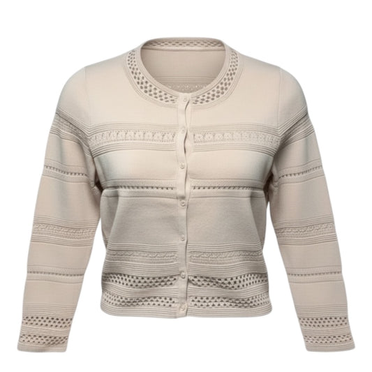 Eglantine Eyelet Sweater Cardigan Designer By Sandro In Peach, Size: M