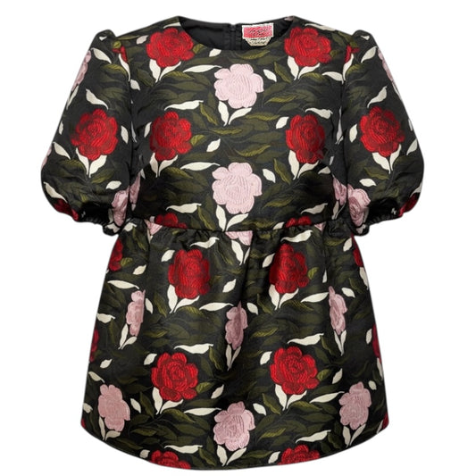 Rose Garden Brocade Top Short Sleeve Designer By Kate Spade In Floral Print, Size: 0