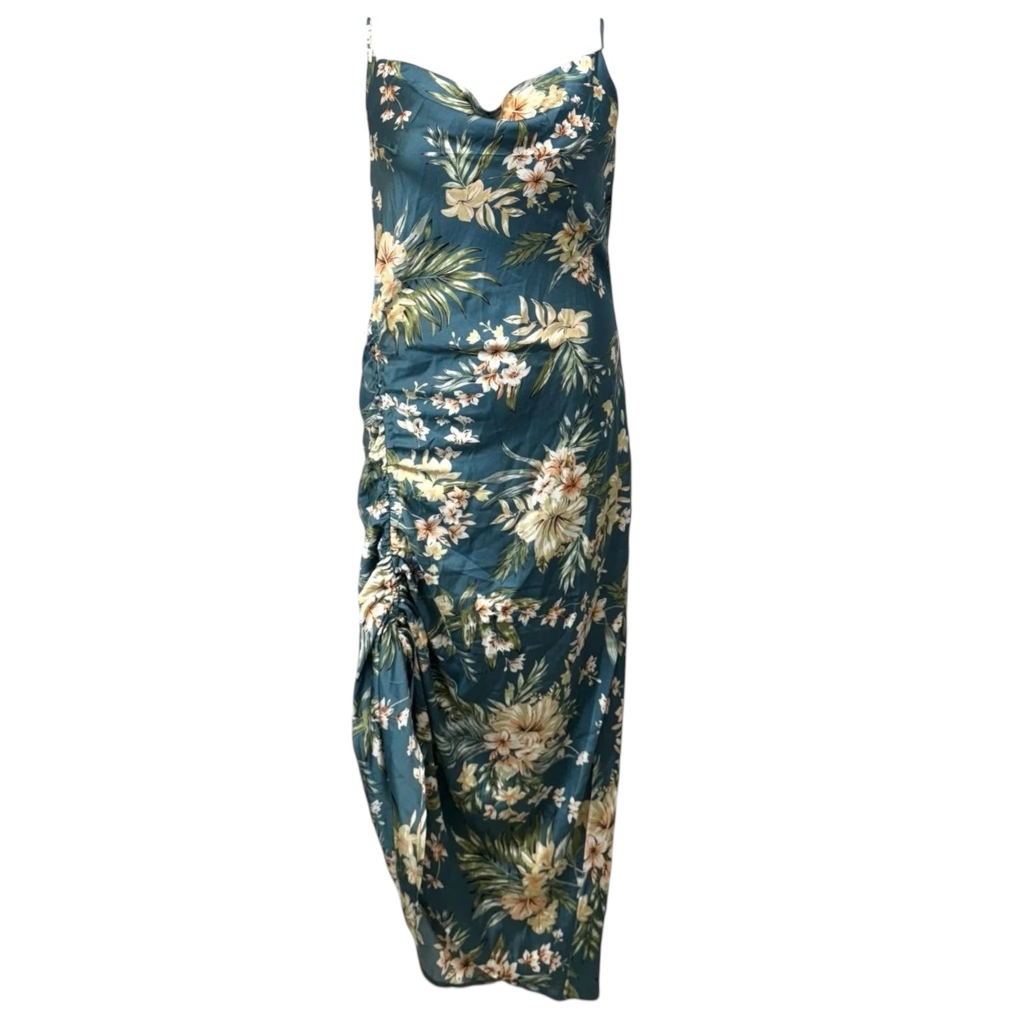 Cowl Neck Satin Dress By Mable In Floral Print, Size: L