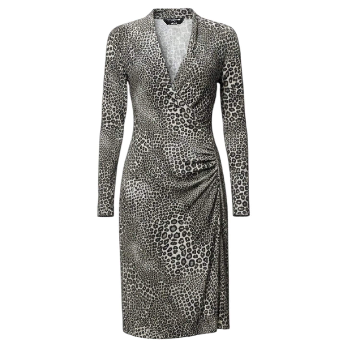 Faux Wrap Dress Casual Midi By Norma Kamali In Animal Print, Size: S