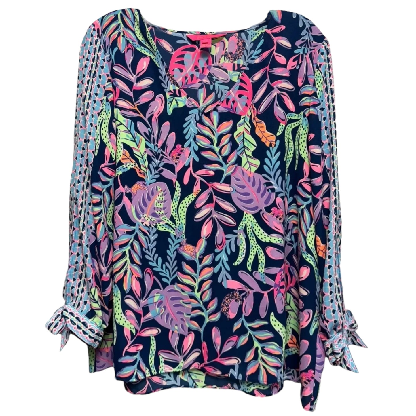 Pamela Top Designer By Lilly Pulitzer In Oyster Bay Navy You’ve Been Spotted Engineered, Size: L